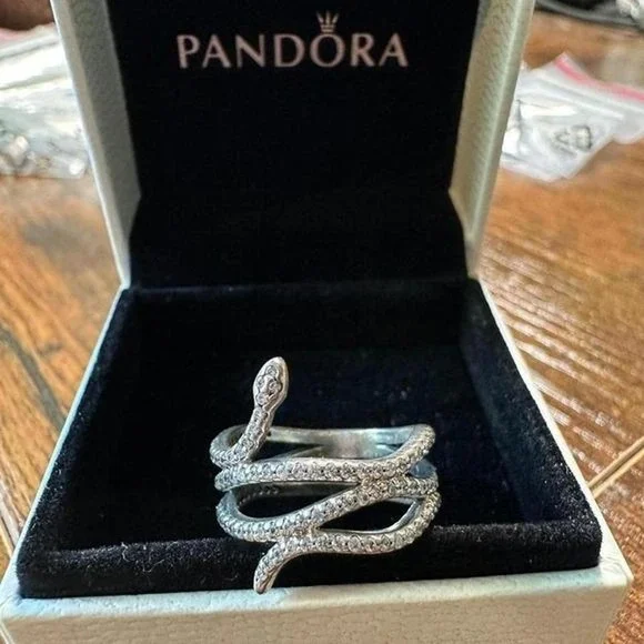 SWIRLING SNAKE Authentic PANDORA Silver Ring Size 9 (58) 190954CZ - Picture 4 of 4